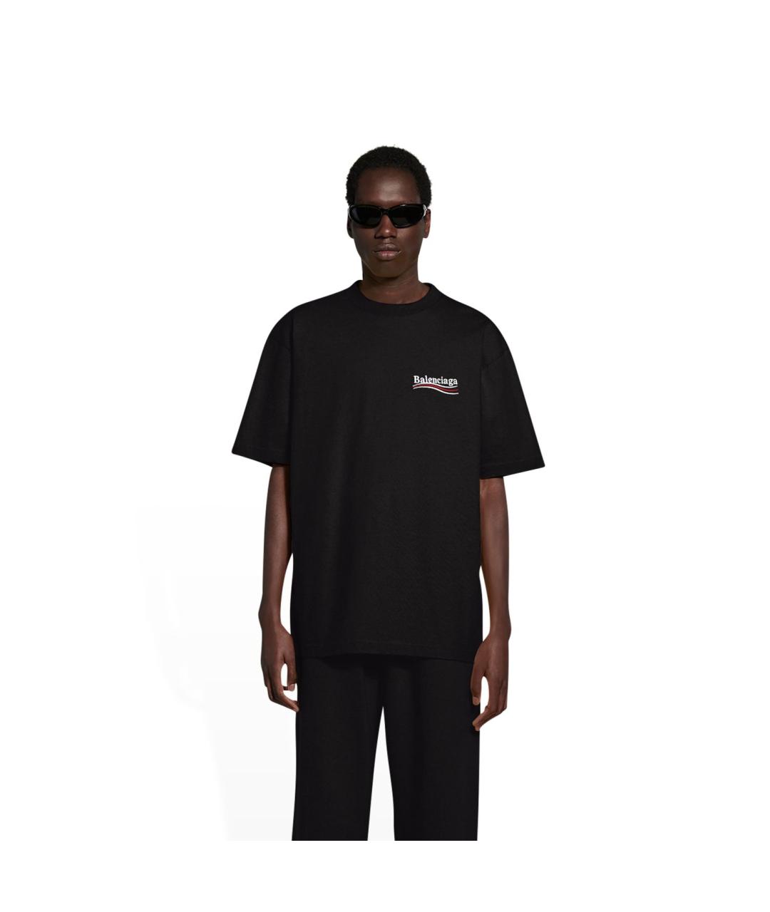 BALENCIAGA Черная хлопковая футболка, фото 3