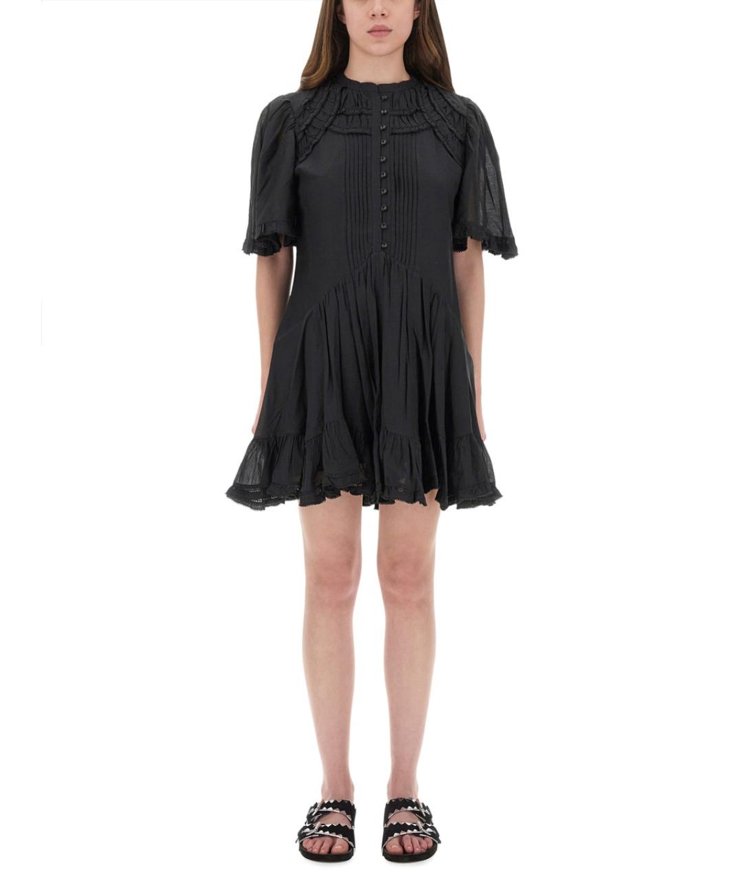 ISABEL MARANT ETOILE Черное хлопковое повседневное платье, фото 2