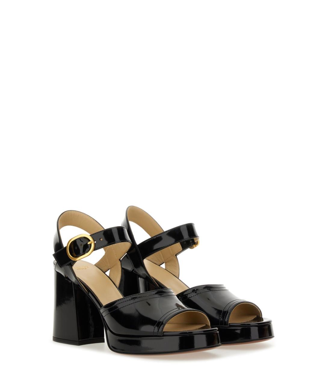 VALENTINO Черные кожаные босоножки, фото 3