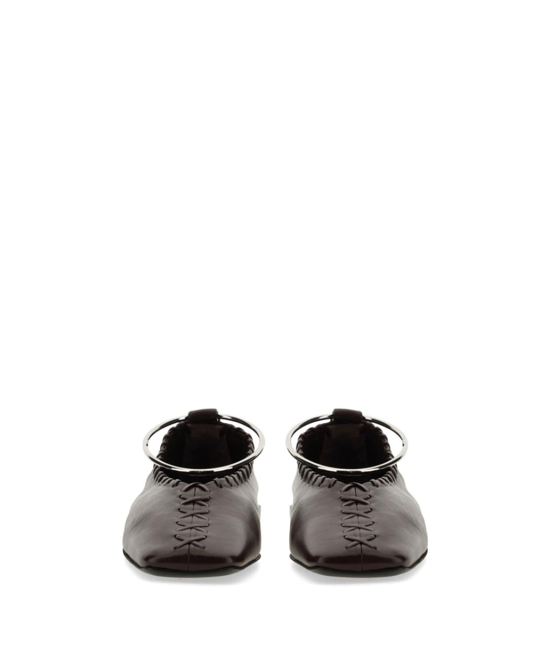 JIL SANDER Бордовые кожаные балетки, фото 4