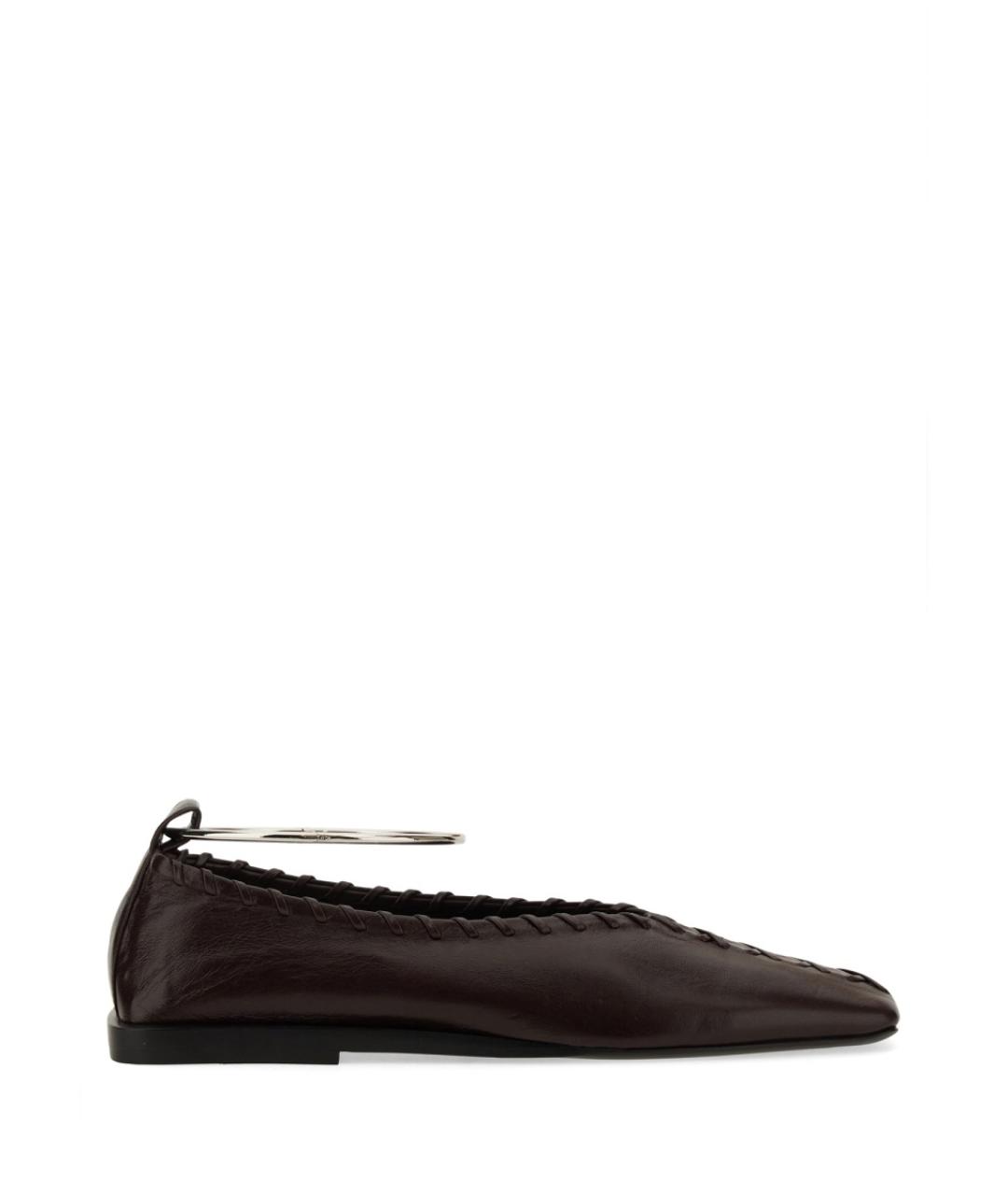 JIL SANDER Бордовые кожаные балетки, фото 1