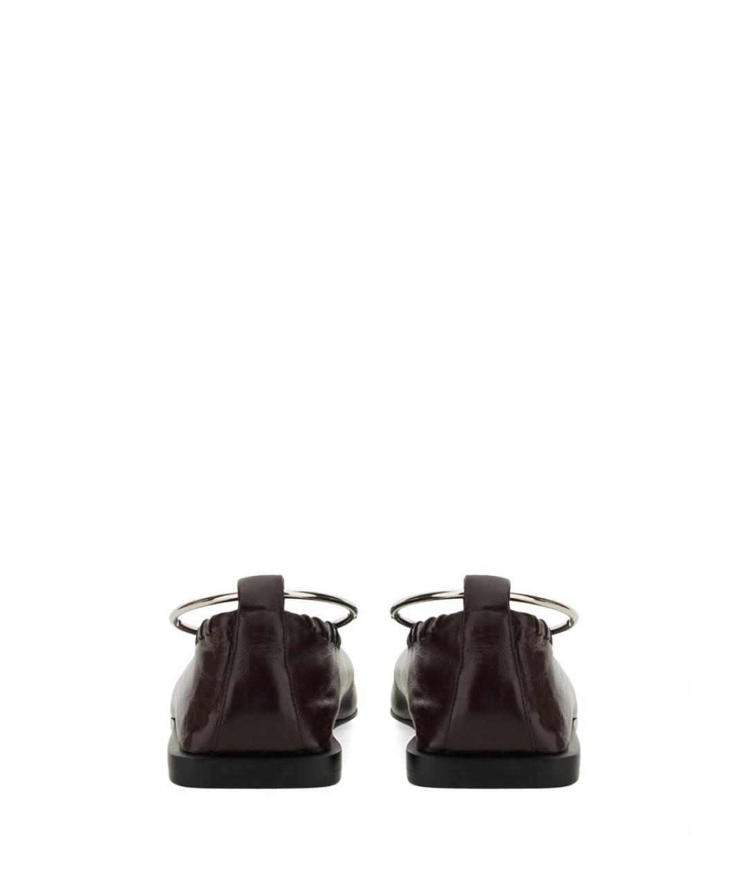 JIL SANDER Бордовые кожаные балетки, фото 3