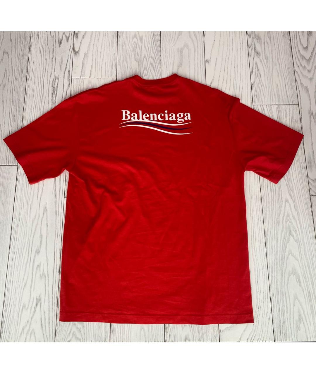 BALENCIAGA Красная хлопковая футболка, фото 2