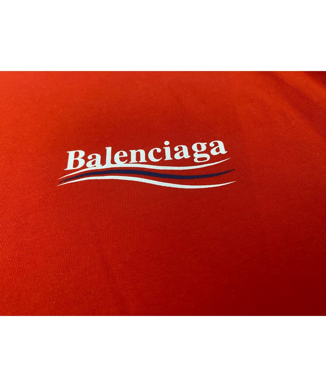 BALENCIAGA Красная хлопковая футболка, фото 4