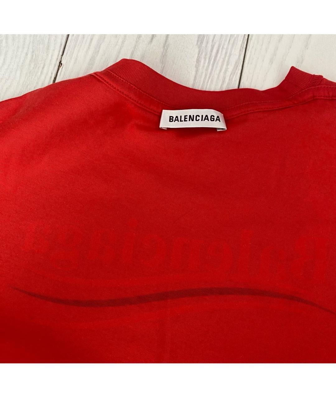 BALENCIAGA Красная хлопковая футболка, фото 5