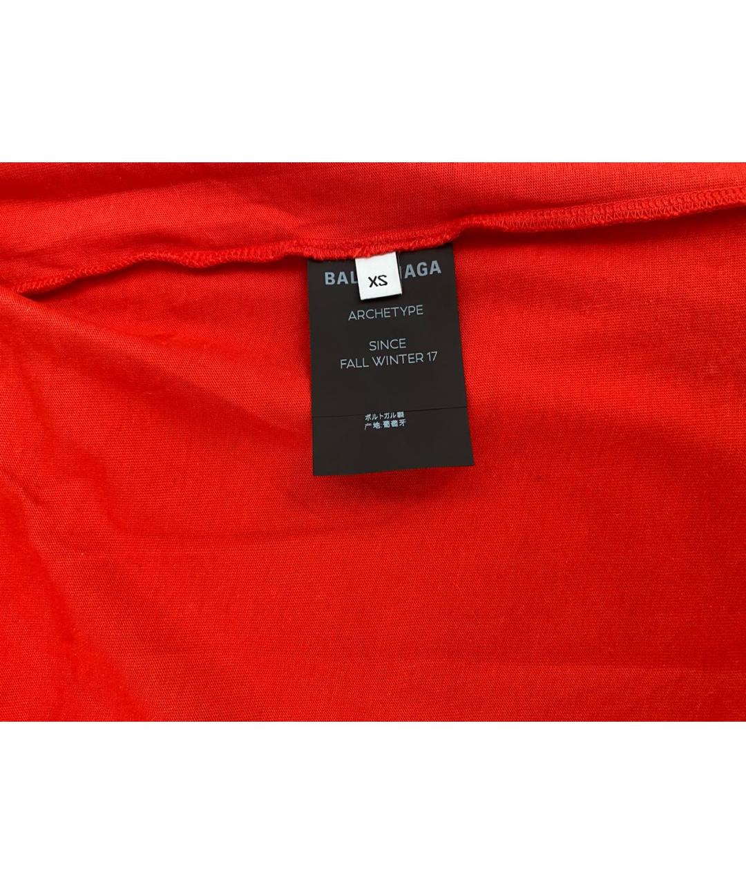 BALENCIAGA Красная хлопковая футболка, фото 3