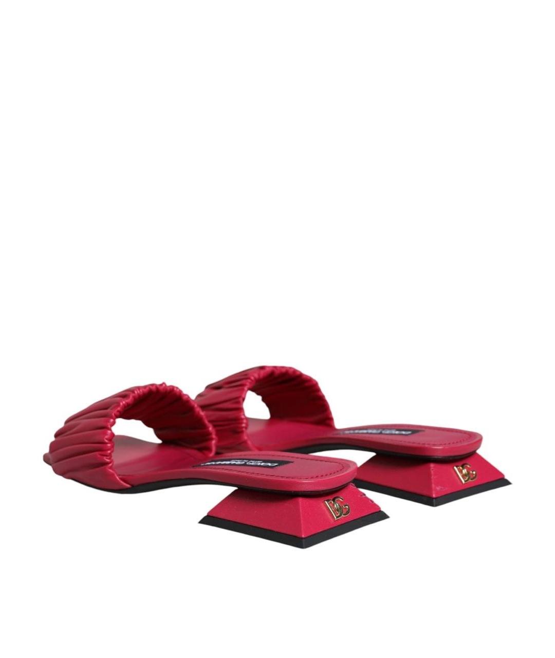 DOLCE&GABBANA Красные кожаные шлепанцы, фото 2