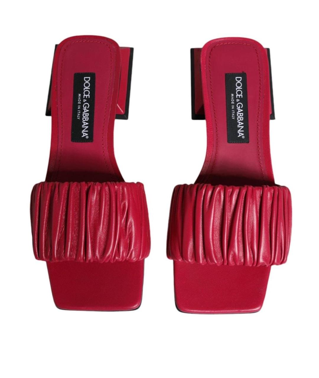 DOLCE&GABBANA Красные кожаные шлепанцы, фото 3