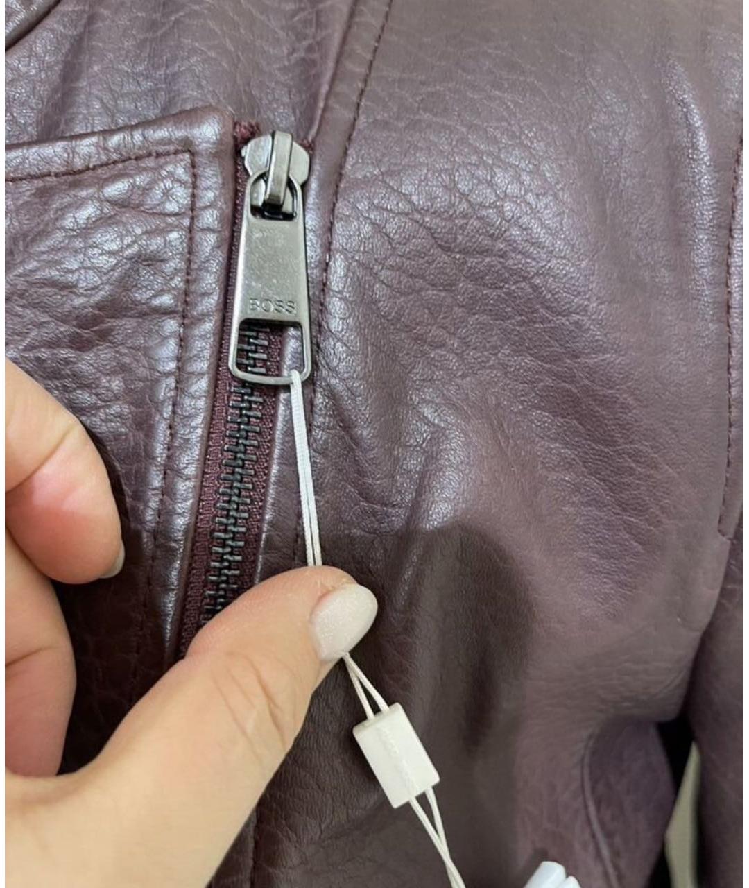 HUGO BOSS Бордовая кожаная куртка, фото 6
