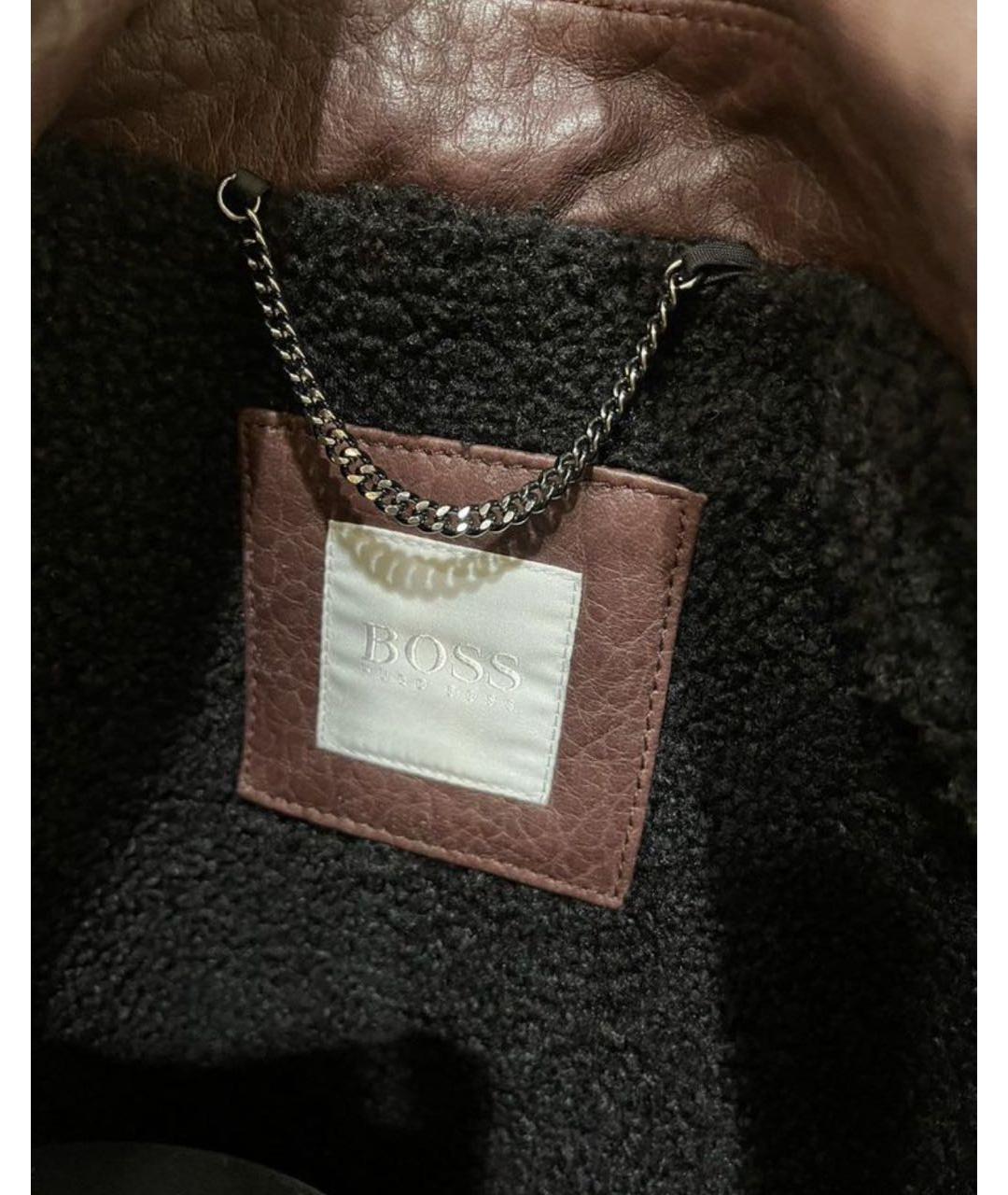HUGO BOSS Бордовая кожаная куртка, фото 3