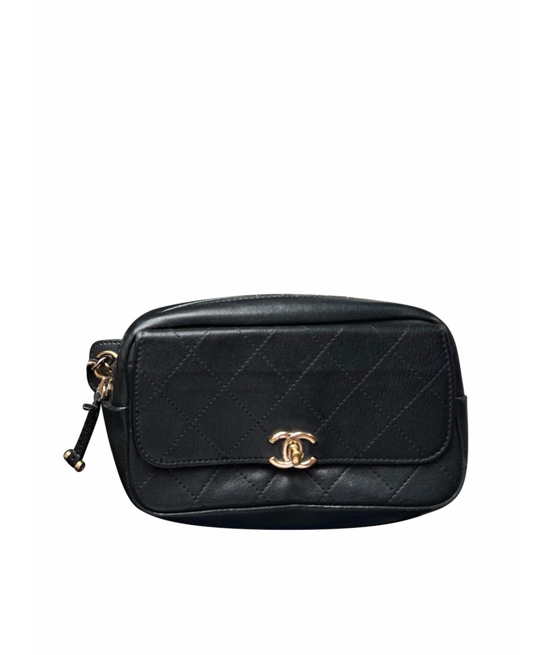 CHANEL Черная кожаная поясная сумка, фото 1