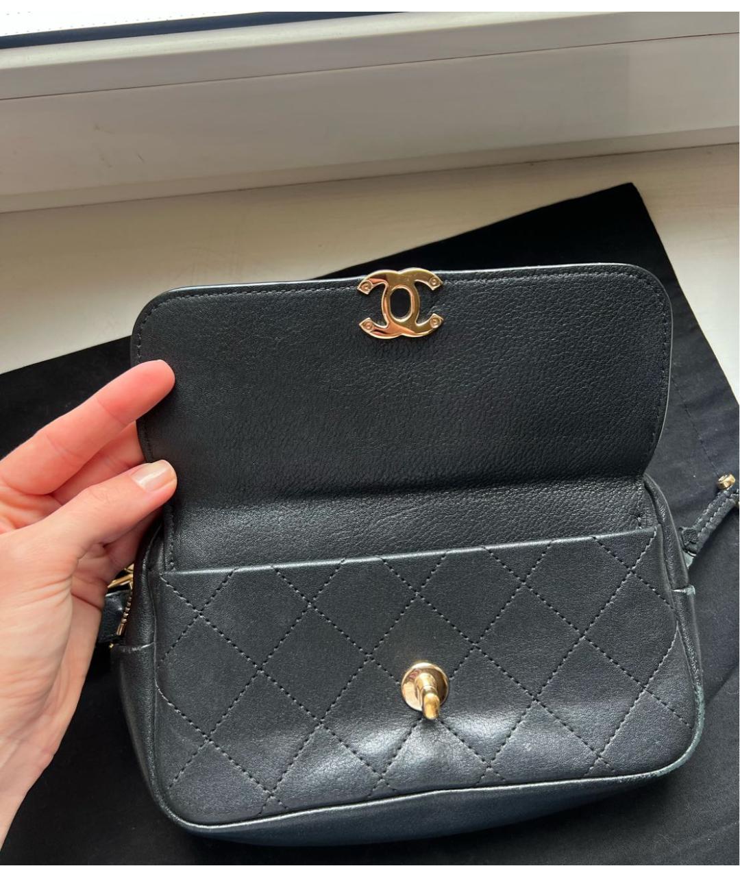 CHANEL Черная кожаная поясная сумка, фото 7