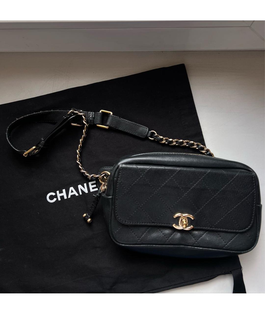 CHANEL Черная кожаная поясная сумка, фото 9