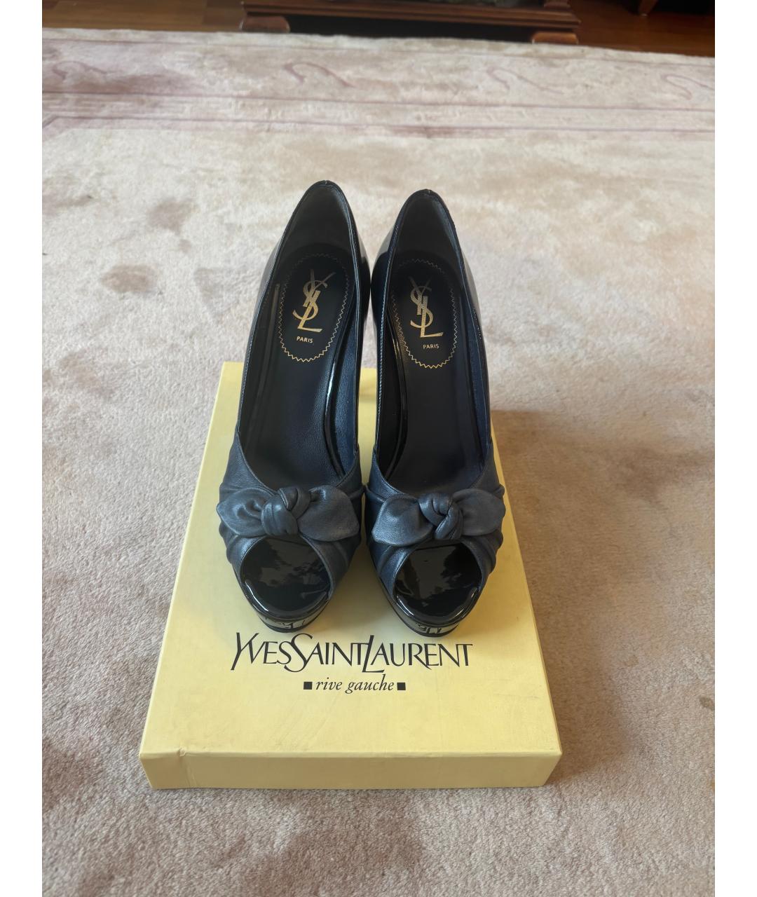 YVES SAINT LAURENT BEAUTY Темно-синие туфли из лакированной кожи, фото 2