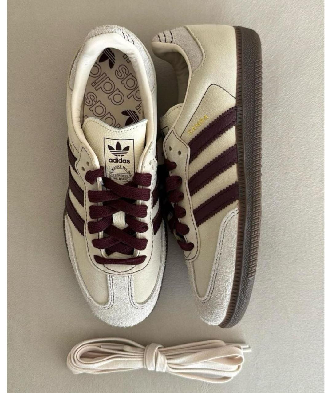 ADIDAS Бежевые кожаные кеды, фото 4