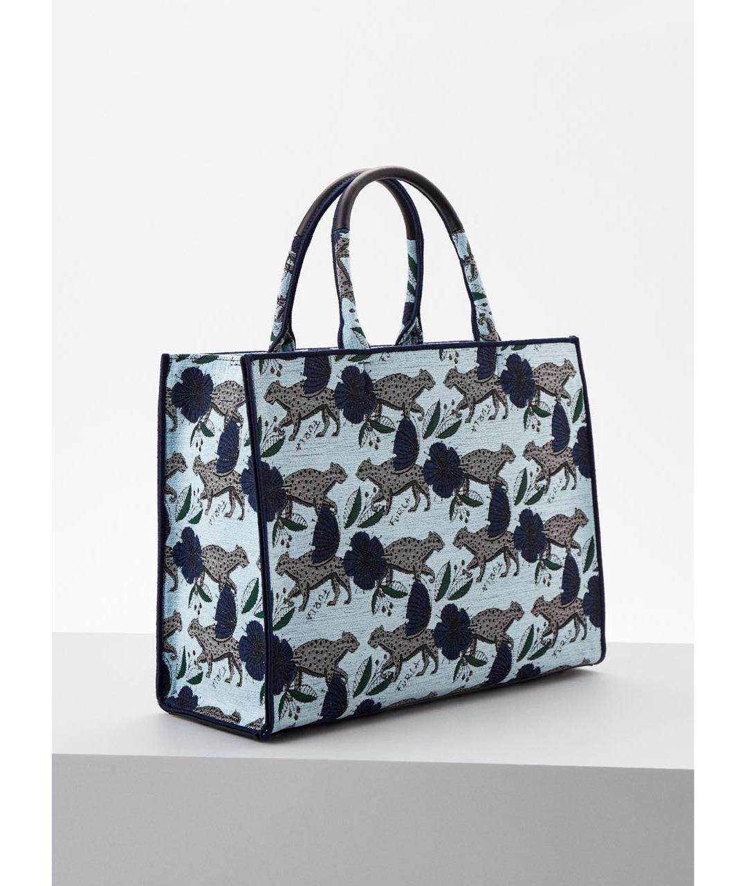 FURLA Голубая жаккардовая сумка тоут, фото 2