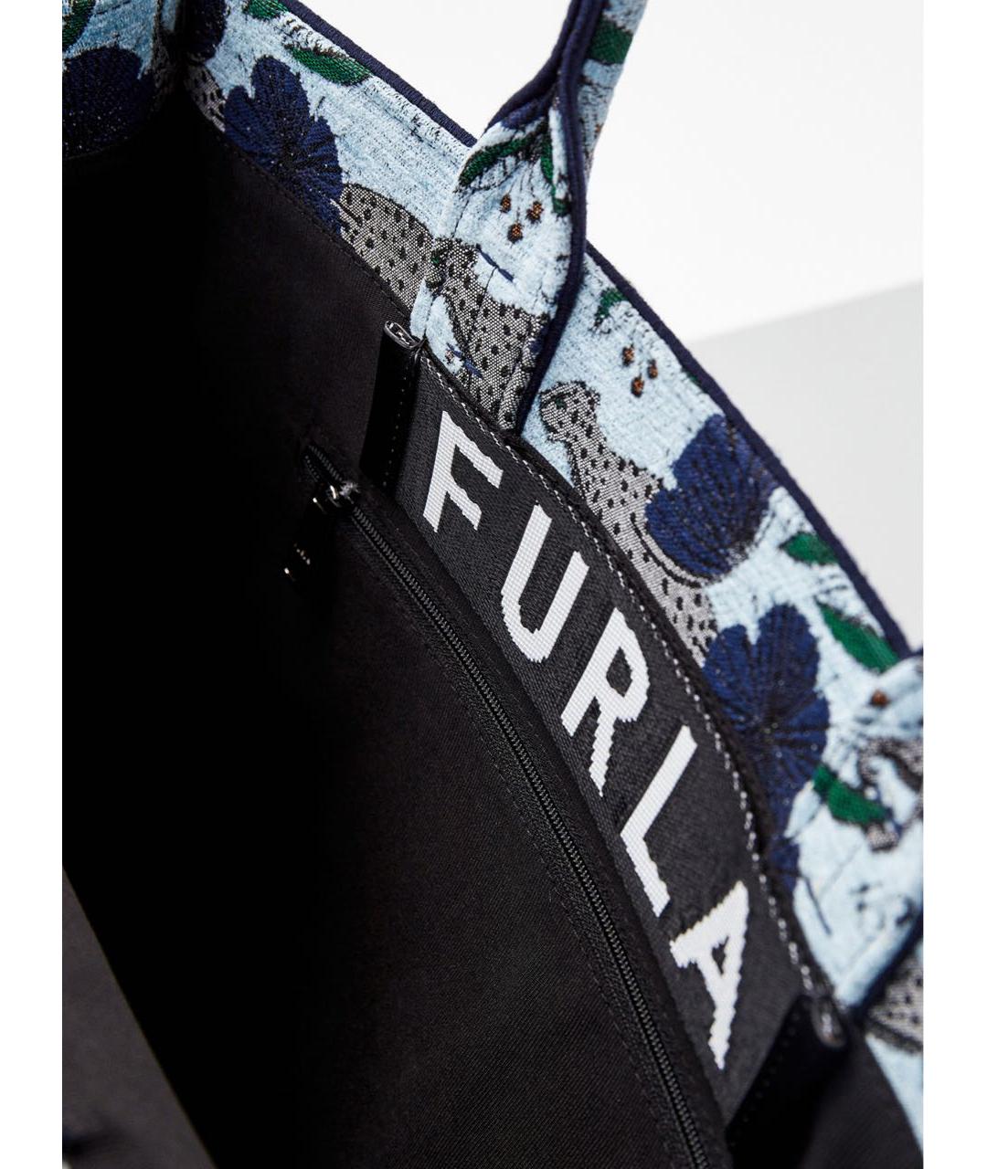 FURLA Голубая жаккардовая сумка тоут, фото 3