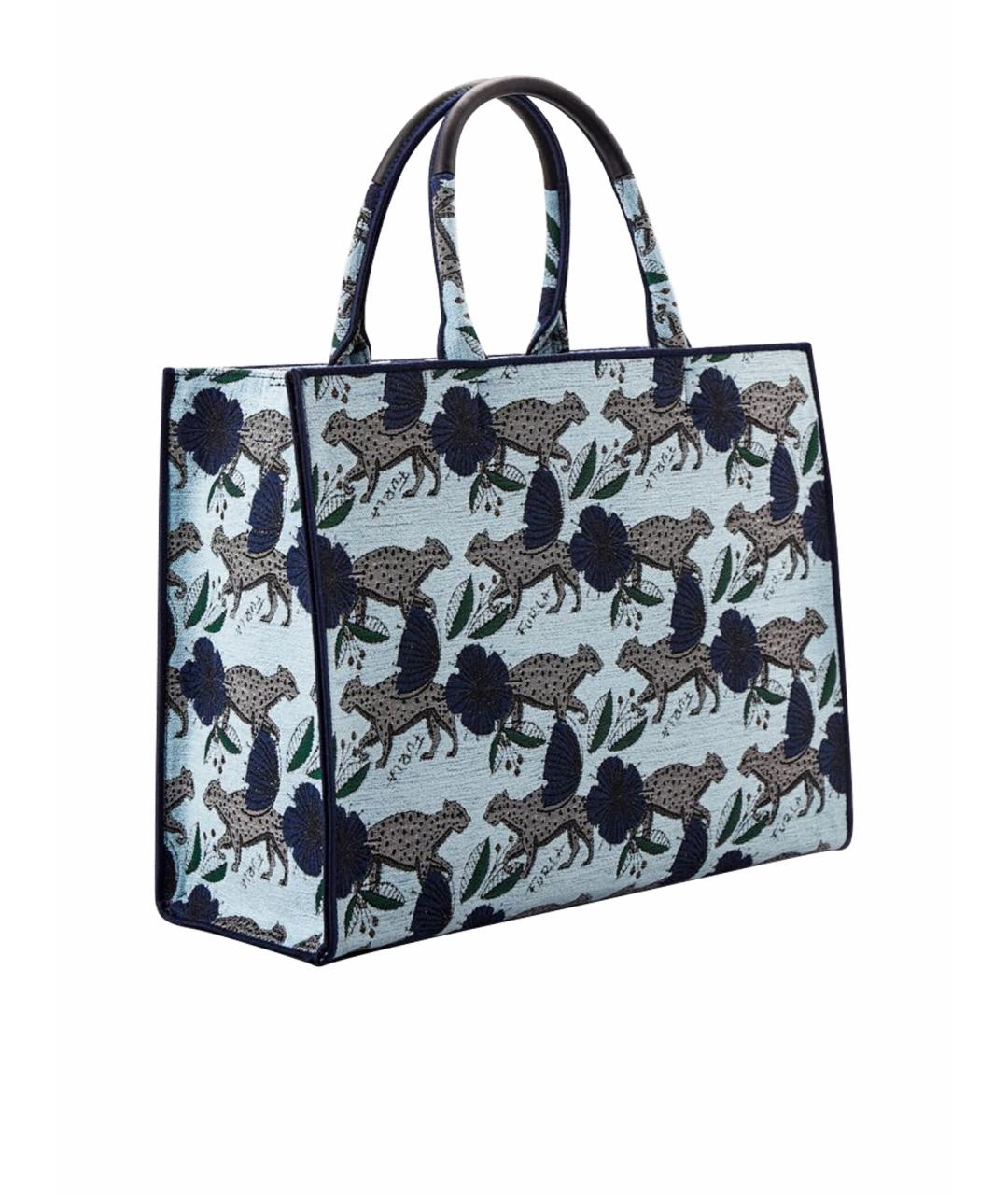 FURLA Голубая жаккардовая сумка тоут, фото 1