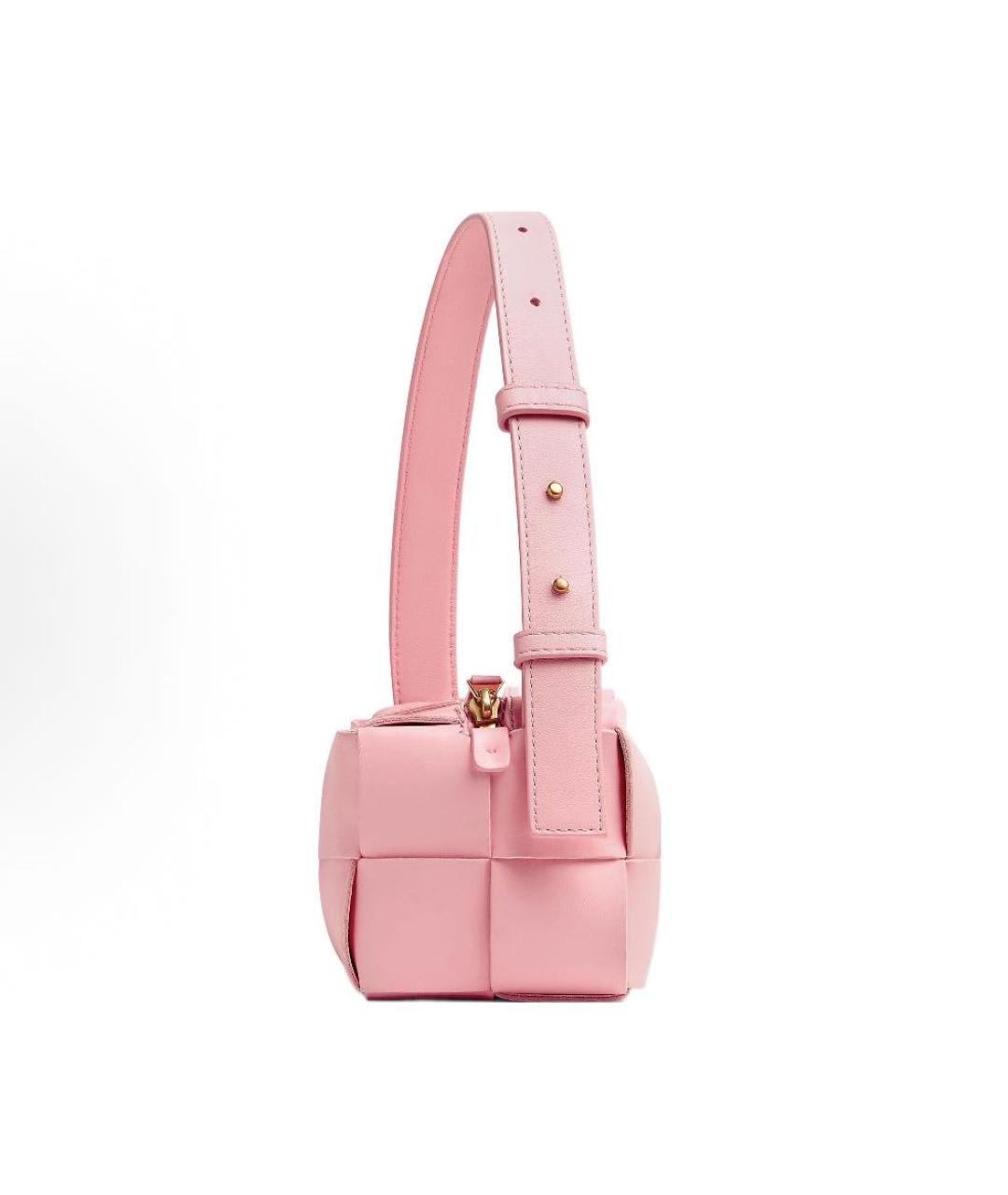 BOTTEGA VENETA Розовая кожаная сумка с короткими ручками, фото 3