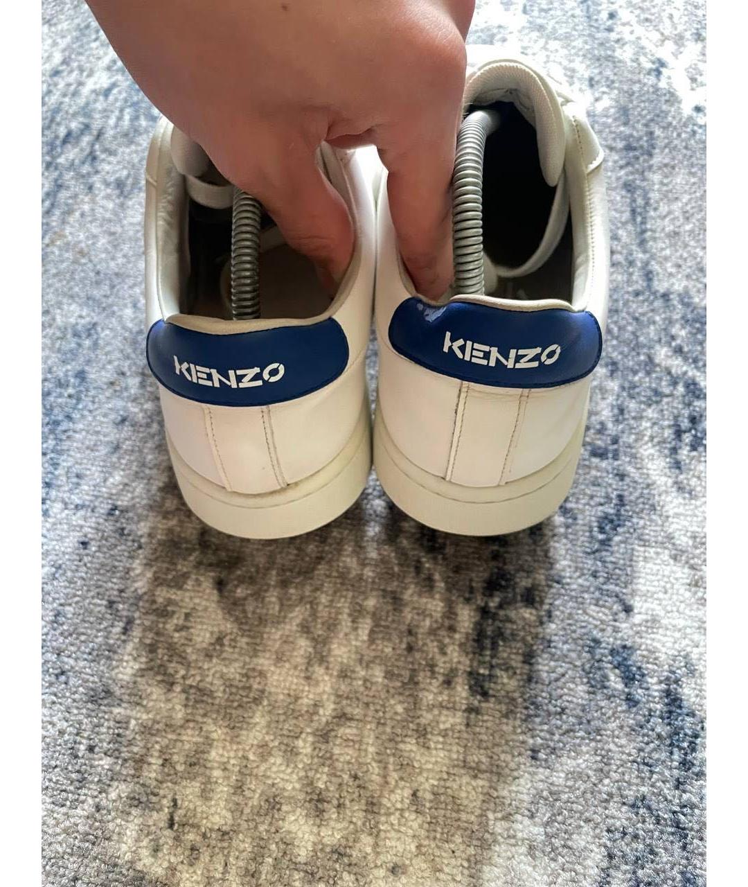 KENZO Белые кожаные низкие кроссовки / кеды, фото 4