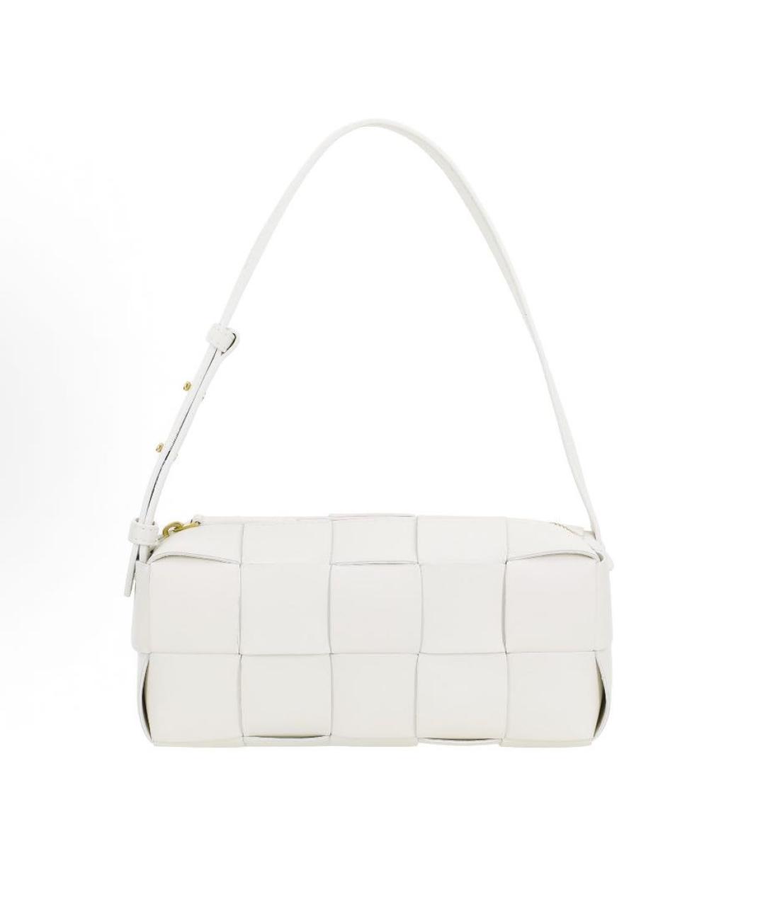 BOTTEGA VENETA Белая кожаная сумка с короткими ручками, фото 3