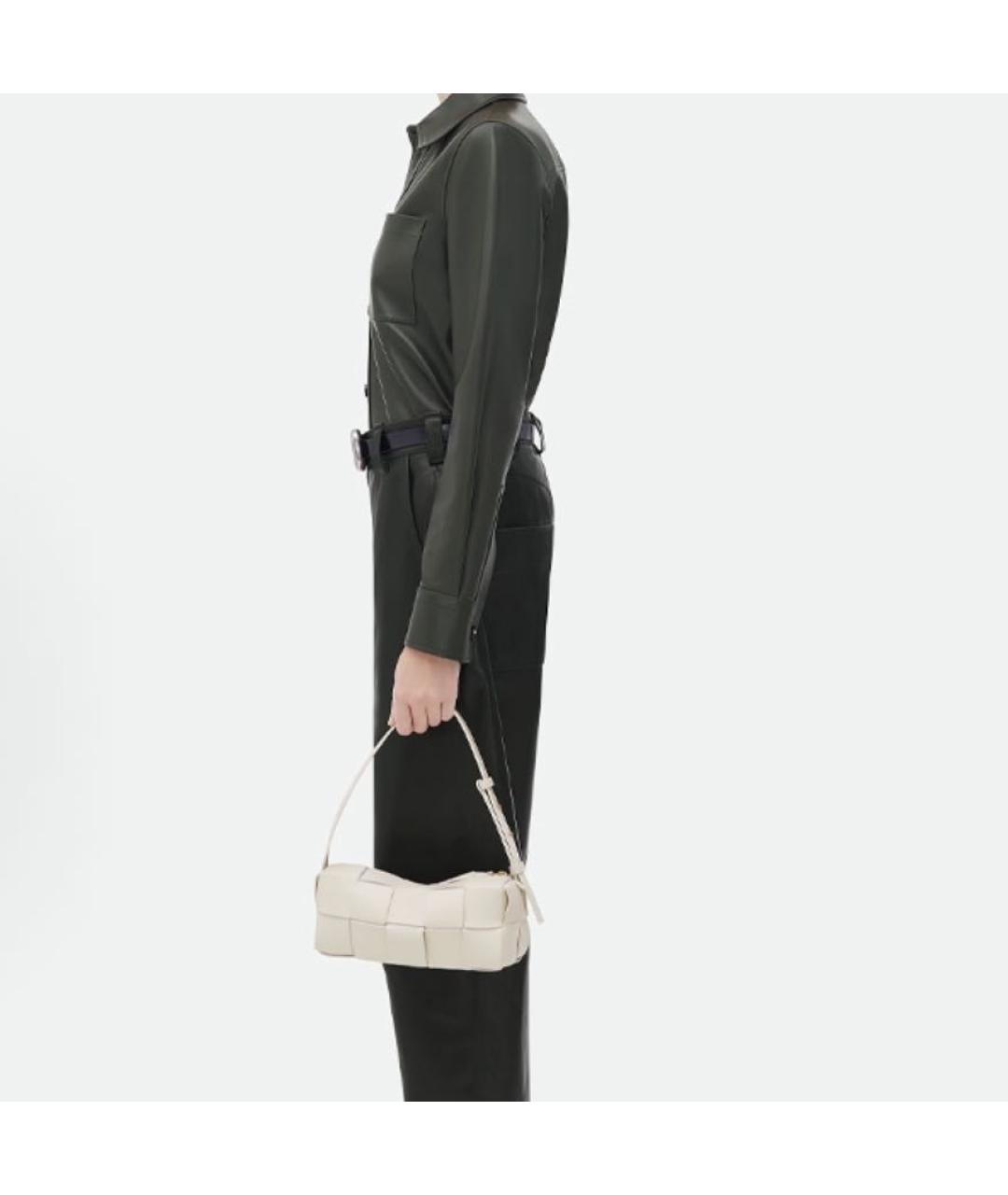 BOTTEGA VENETA Белая кожаная сумка с короткими ручками, фото 5