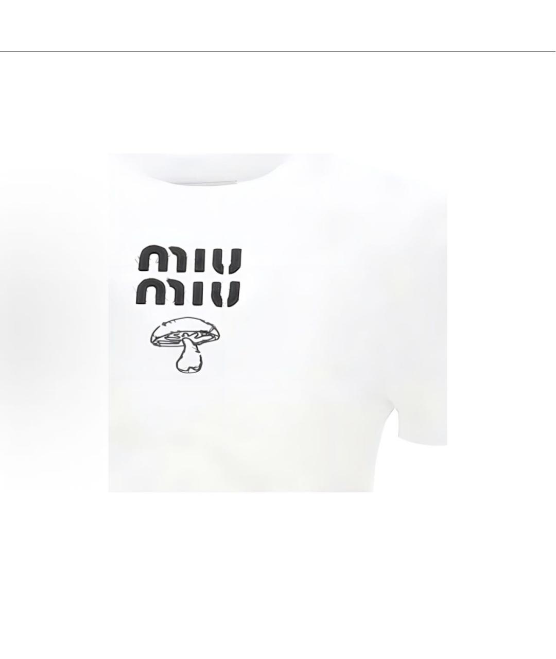 MIU MIU Белая хлопковая футболка, фото 5