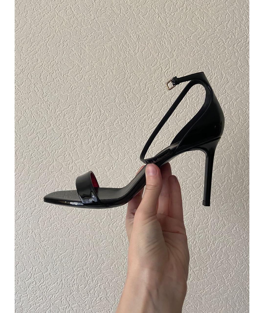 SAINT LAURENT Черные босоножки из лакированной кожи, фото 7