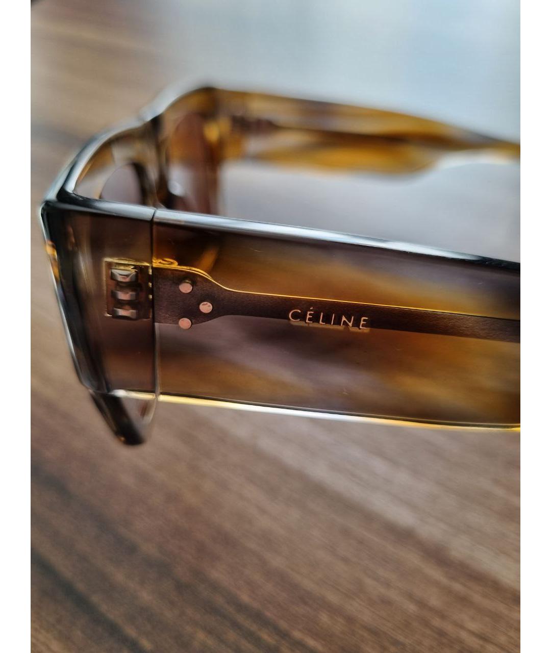 CELINE Коричневые пластиковые солнцезащитные очки, фото 4