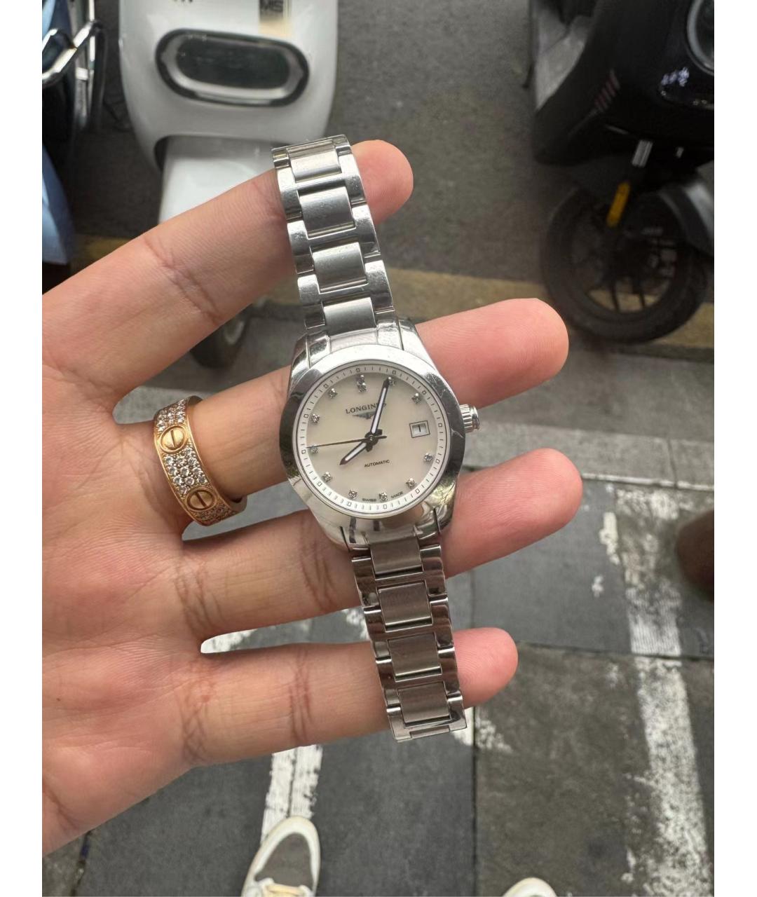 LONGINES Белые металлические часы, фото 2