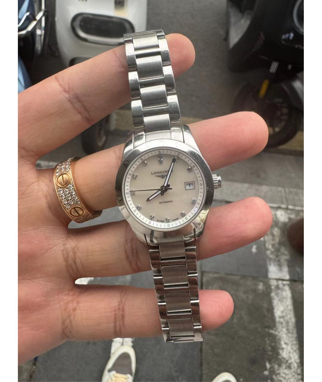 LONGINES Белые металлические часы, фото 3