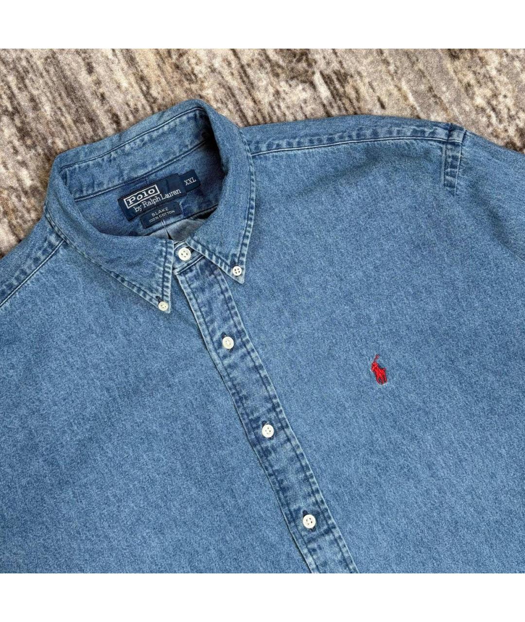 POLO RALPH LAUREN Голубая хлопковая кэжуал рубашка, фото 2