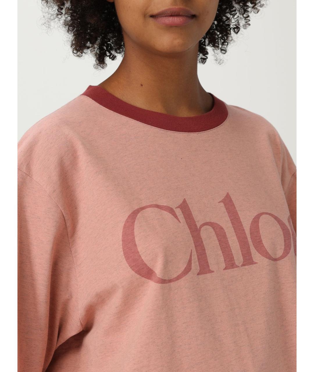 CHLOE Розовая хлопковая футболка, фото 5