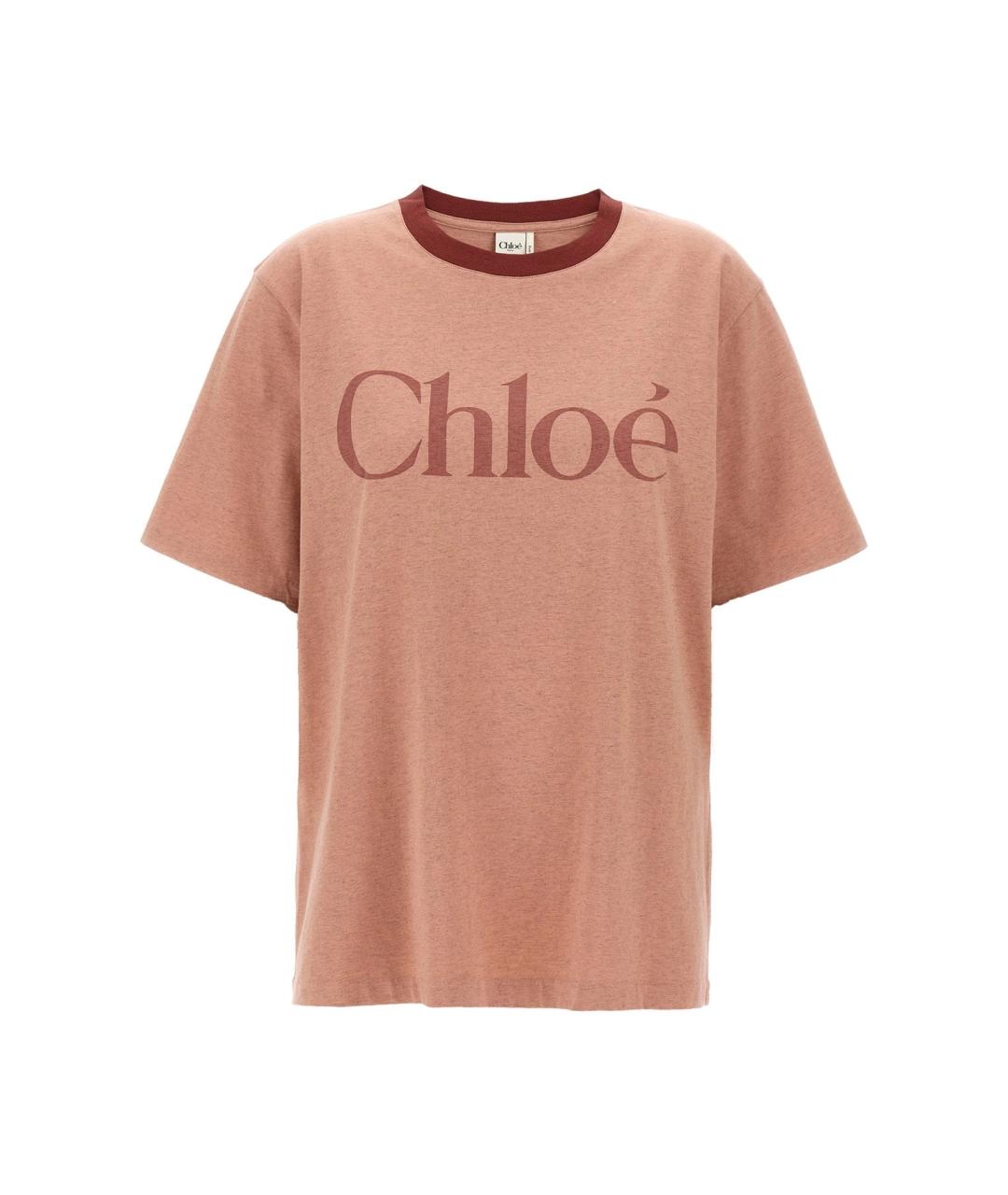 CHLOE Розовая хлопковая футболка, фото 1