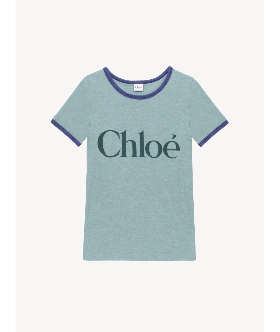 CHLOE Бирюзовая хлопковая футболка, фото 6