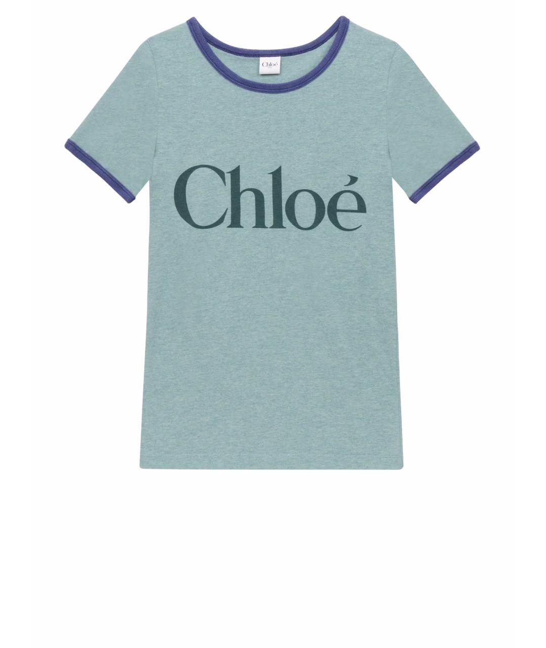 CHLOE Бирюзовая хлопковая футболка, фото 1