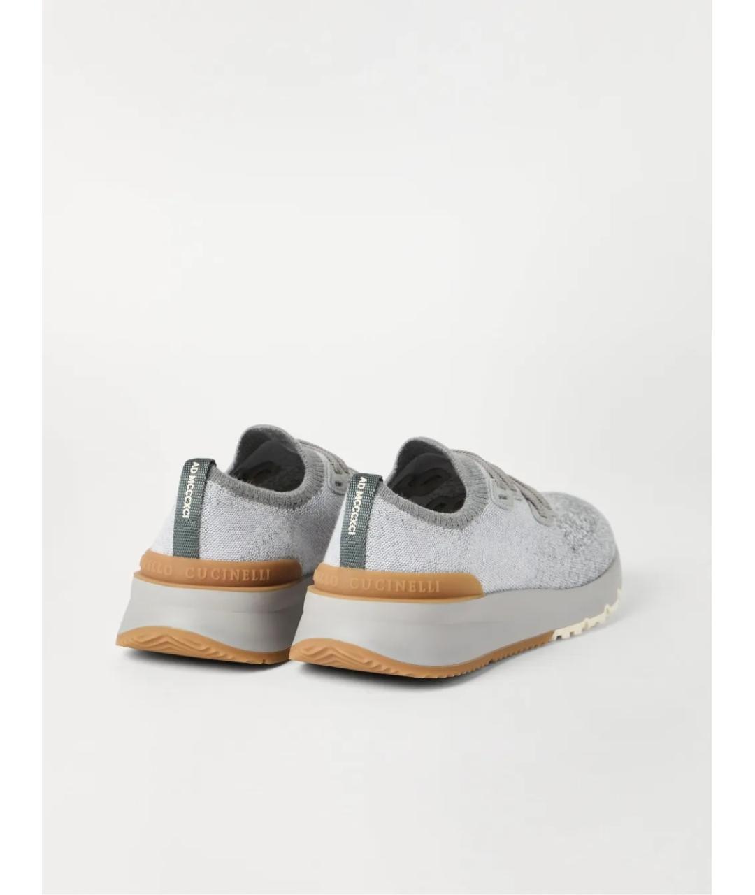 BRUNELLO CUCINELLI Серые текстильные низкие кроссовки / кеды, фото 3