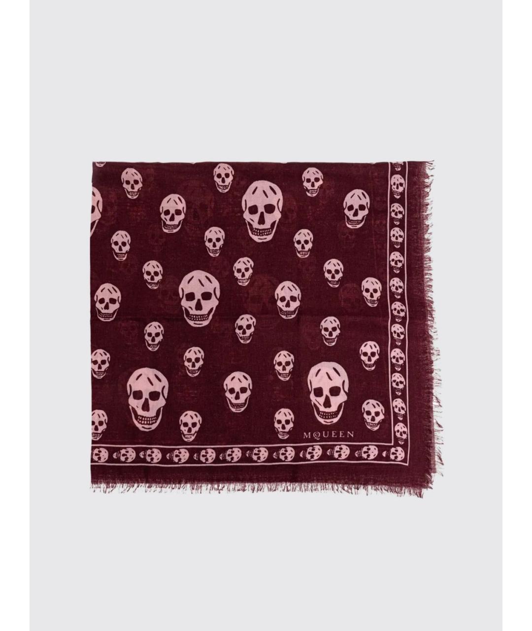 ALEXANDER MCQUEEN Бордовый шелковый шарф, фото 4