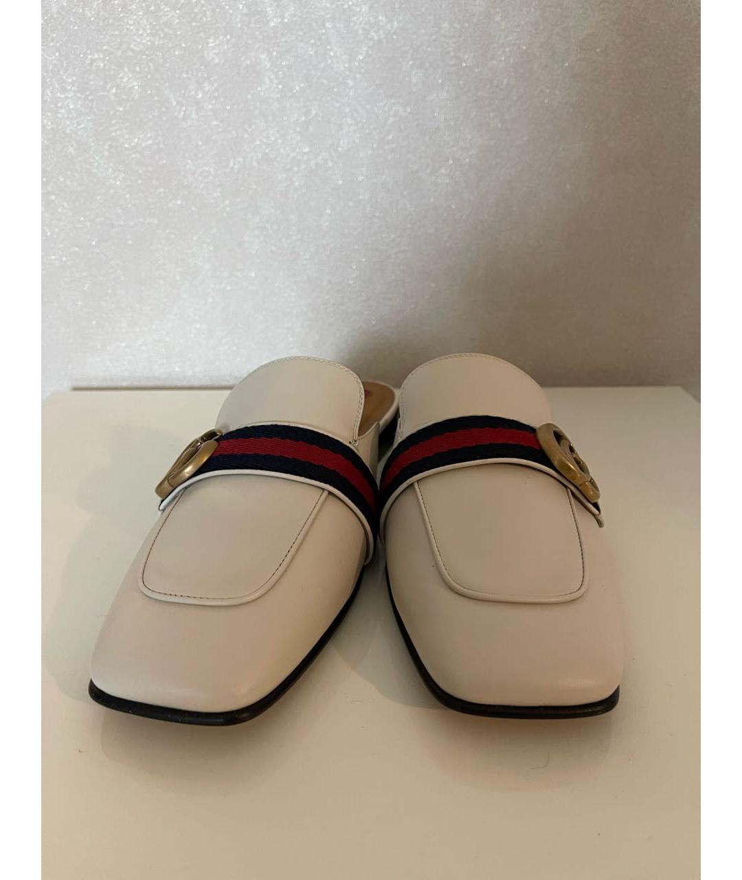 GUCCI Бежевые кожаные мюли, фото 2