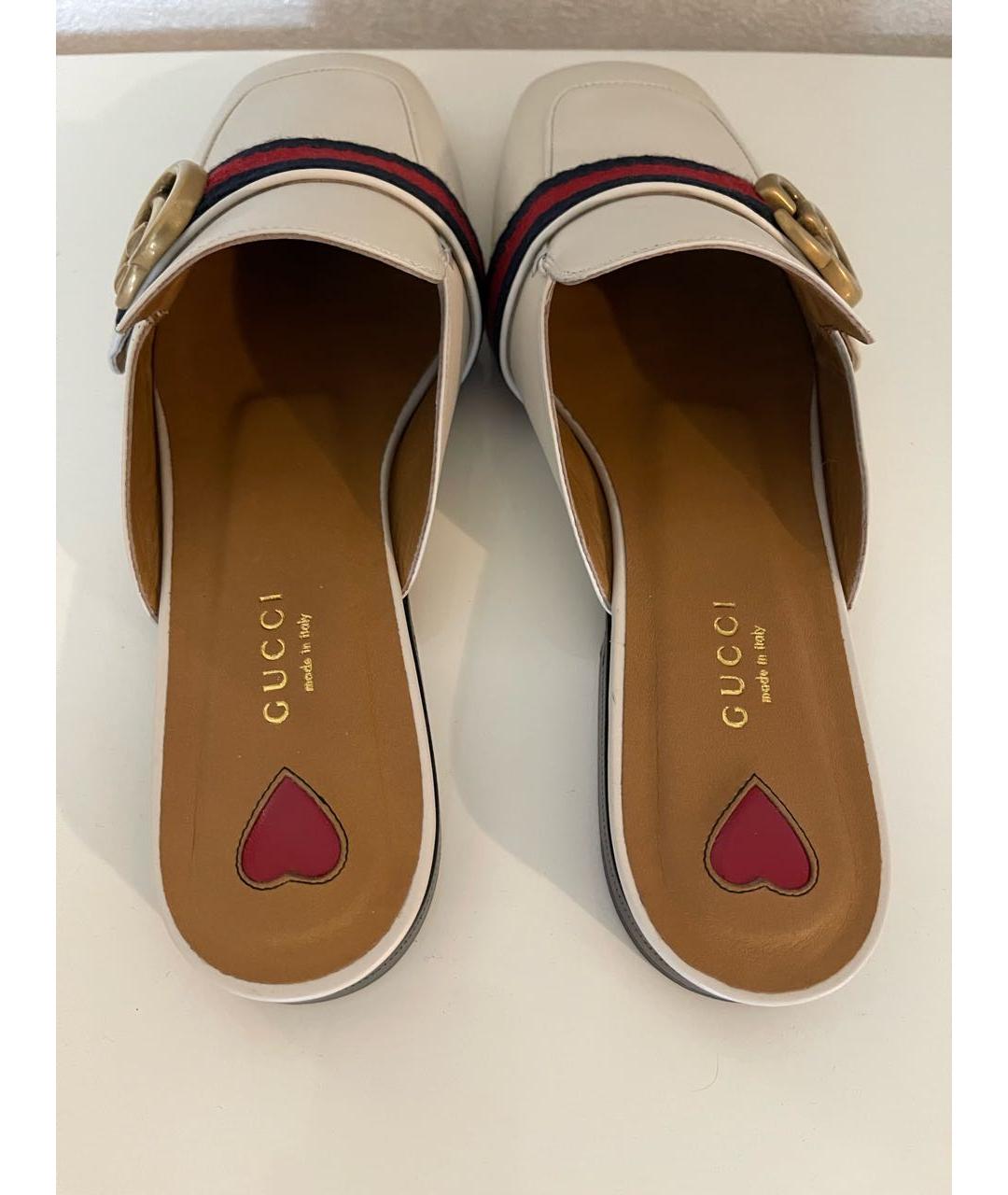 GUCCI Бежевые кожаные мюли, фото 3
