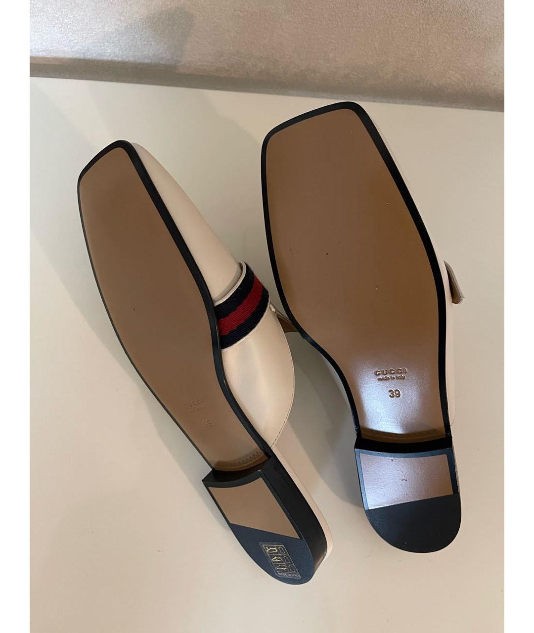 GUCCI Бежевые кожаные мюли, фото 6