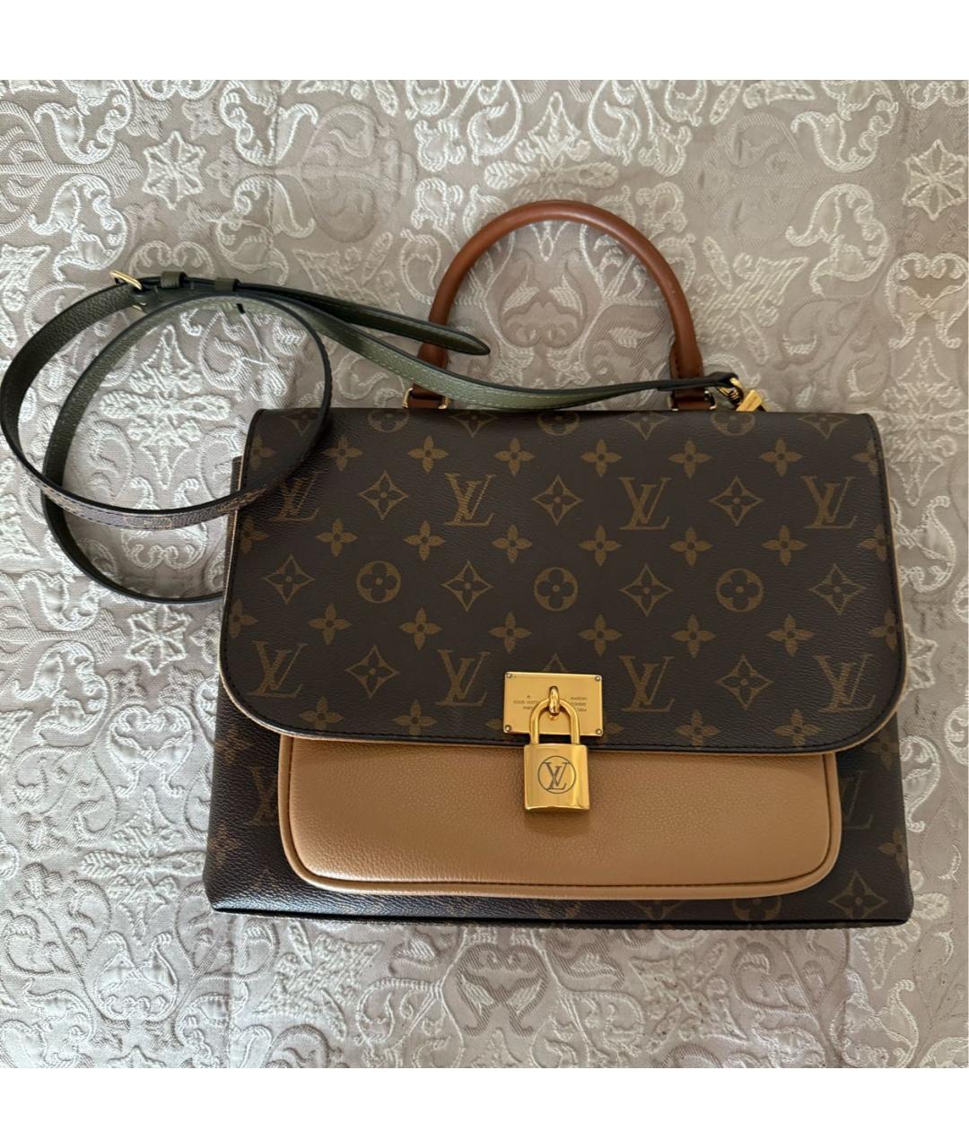 LOUIS VUITTON Коричневая кожаная сумка с короткими ручками, фото 5
