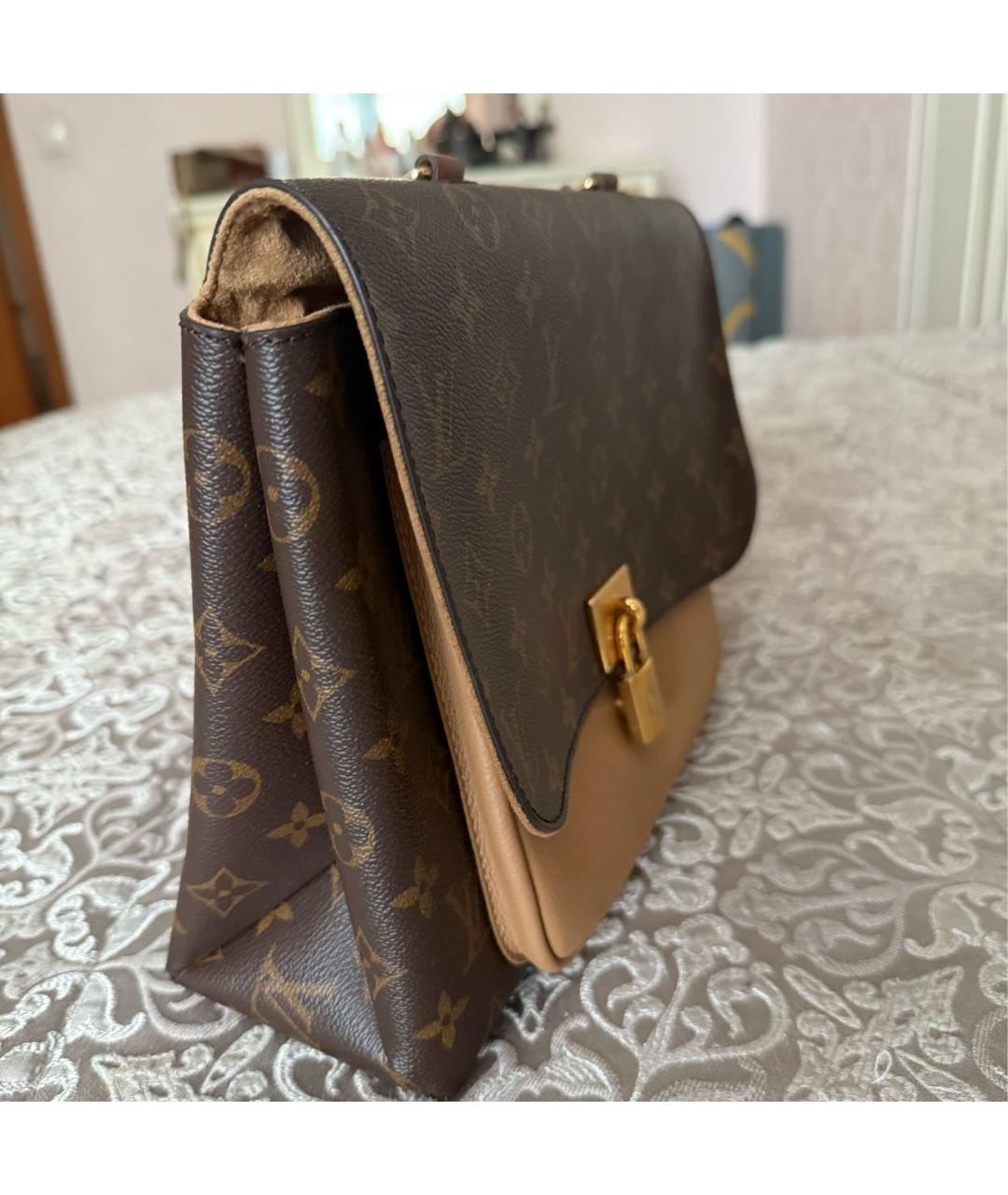 LOUIS VUITTON Коричневая кожаная сумка с короткими ручками, фото 2