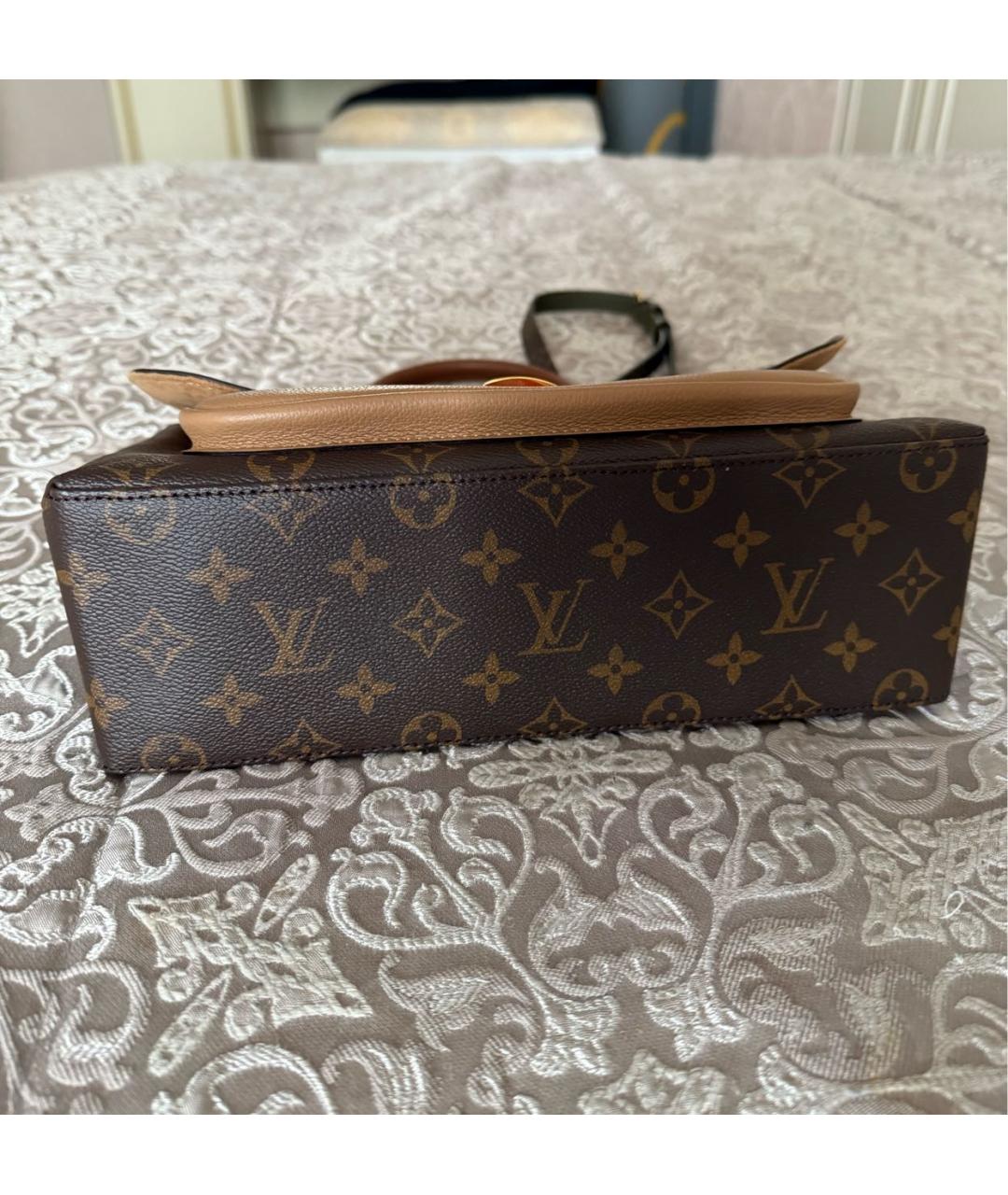 LOUIS VUITTON Коричневая кожаная сумка с короткими ручками, фото 4