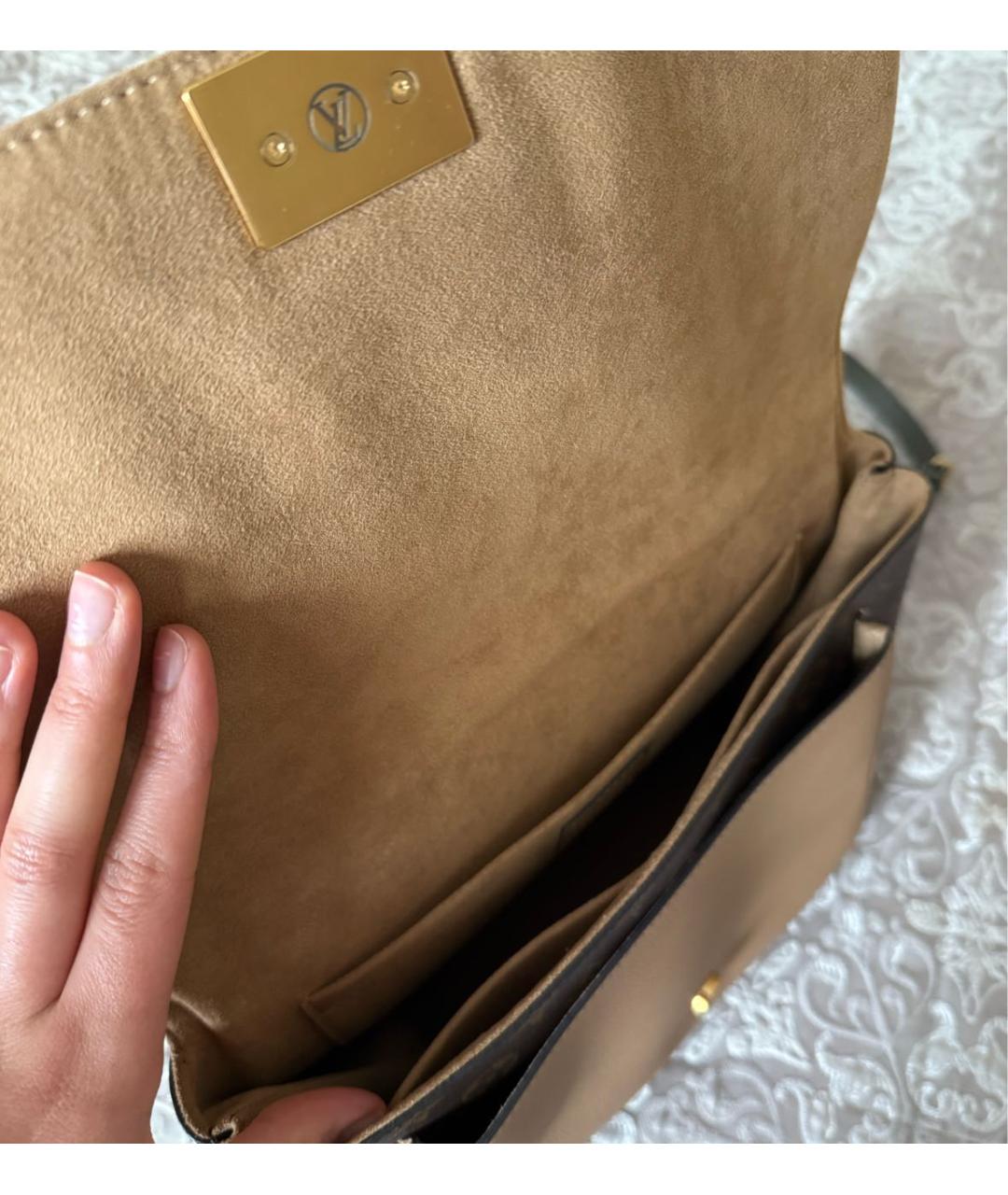 LOUIS VUITTON Коричневая кожаная сумка с короткими ручками, фото 3