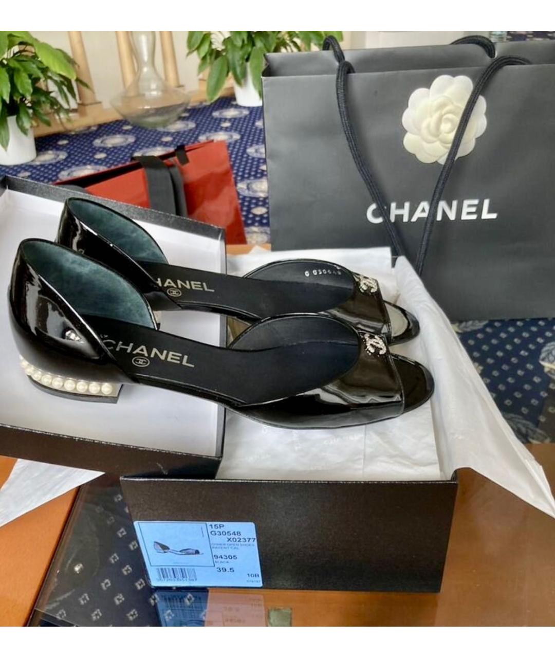 CHANEL Черные туфли из лакированной кожи, фото 9