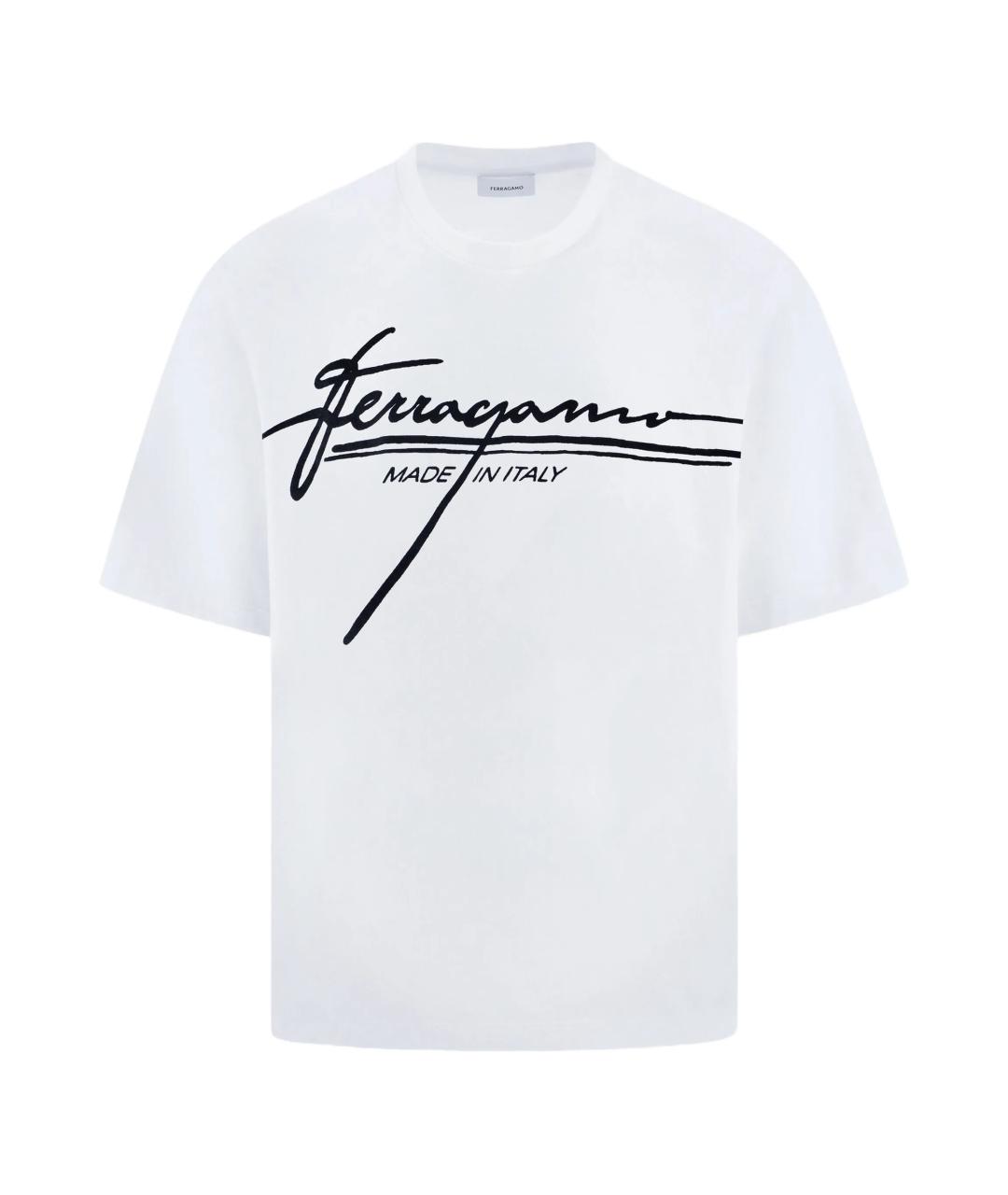 FERRAGAMO Белая хлопковая футболка, фото 1