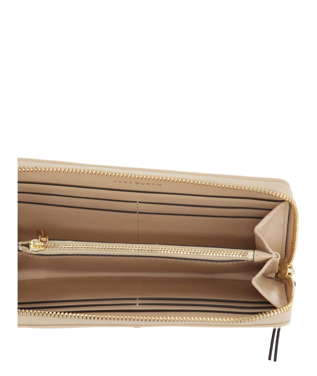 TORY BURCH Бежевый кожаный кошелек, фото 4