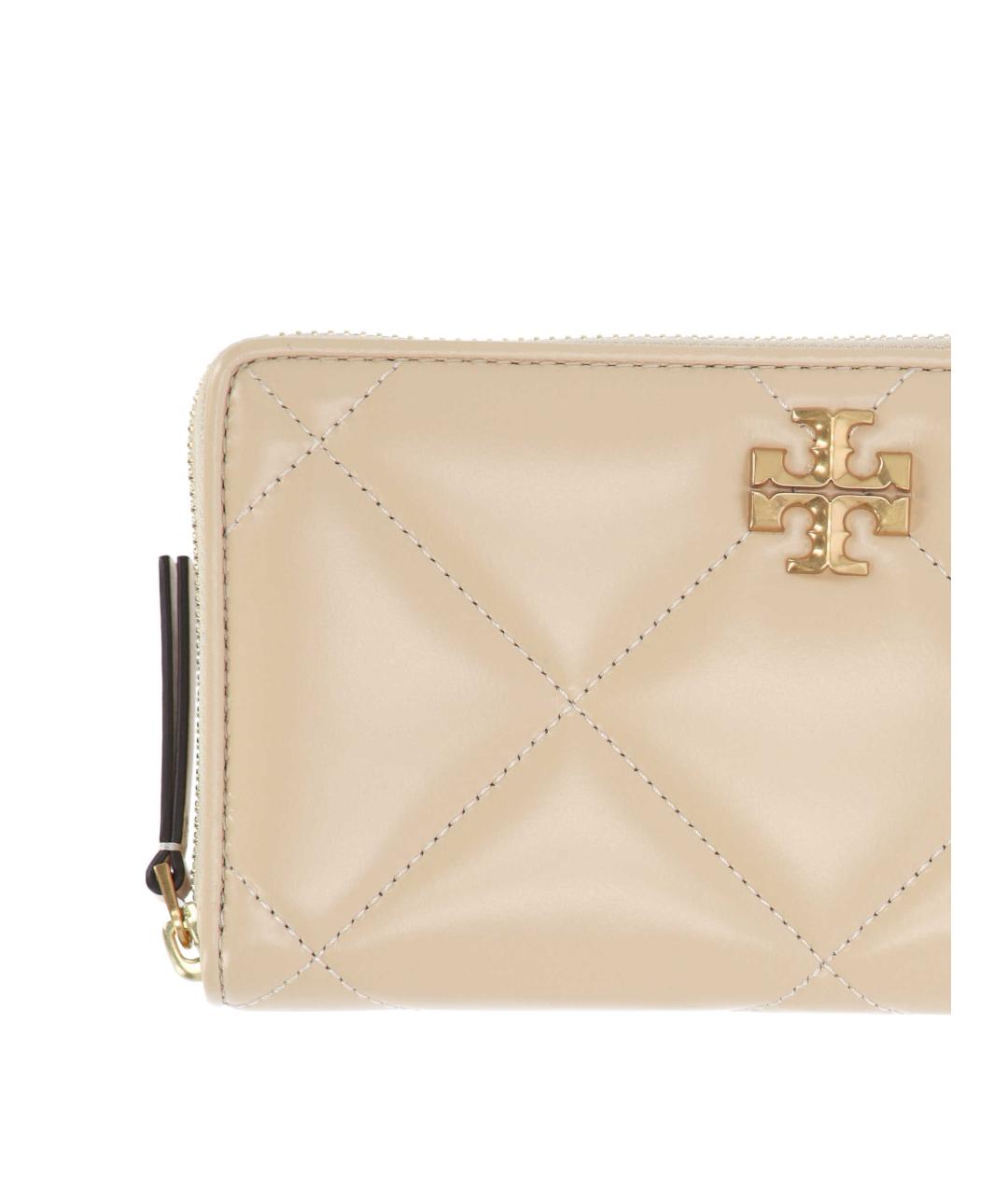 TORY BURCH Бежевый кожаный кошелек, фото 2