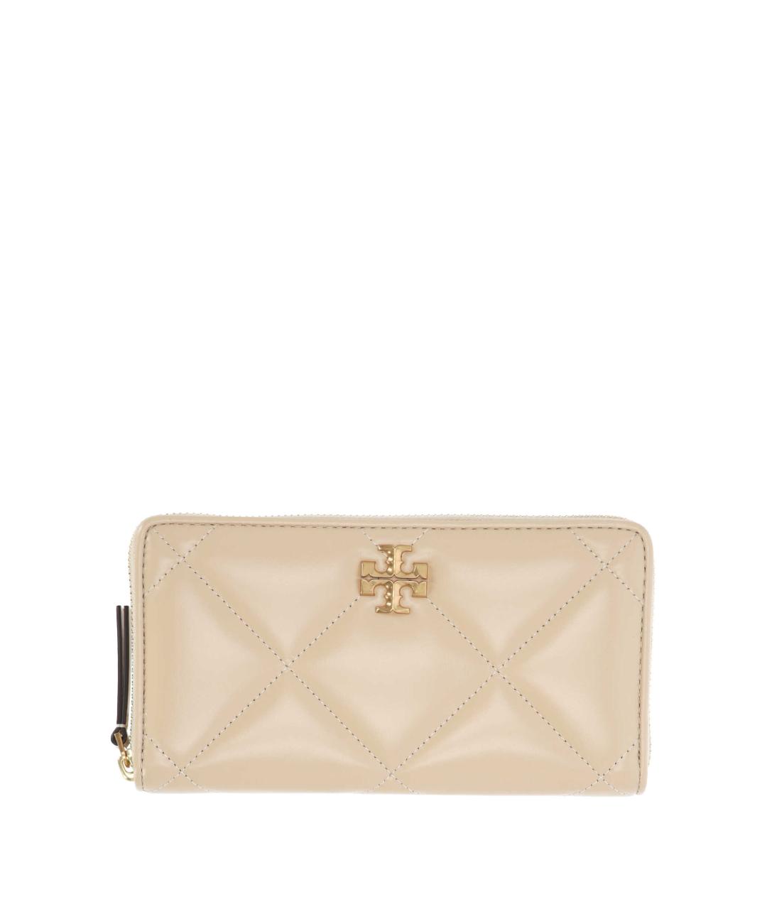 TORY BURCH Бежевый кожаный кошелек, фото 1